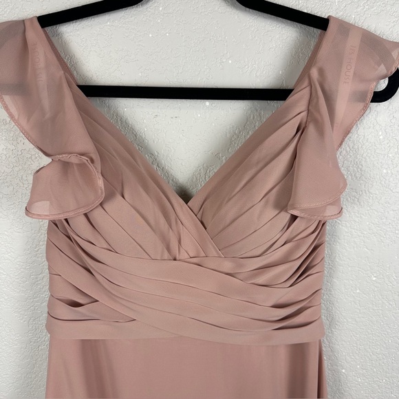 JJ 's House Elegant Empire V-Neck Floor-Length Dusty Rose Brides Maid Dress - Picture 4 of 12